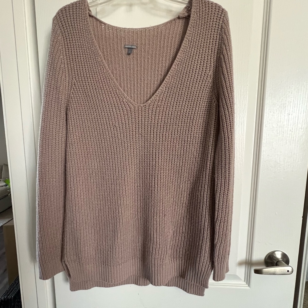 Charlotte Russe. beige knitted vneck long sleeve
